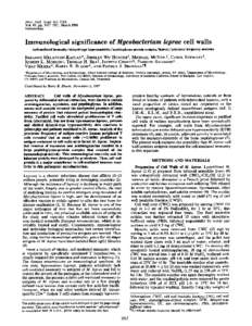 Proc. Nadl. Acad. Sci. USA Vol. 85, pp[removed], March 1988 Immunology Immunological significance of Mycobacterium leprae cell walls (cell-mediated immunity/delayed-type hypersensitivty/peptidoglycan-protein complex/le