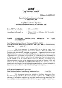 立法會 Legislative Council LC Paper No. LS20[removed]Paper for the House Committee Meeting on 10 December 2004 Legal Service Division Report on