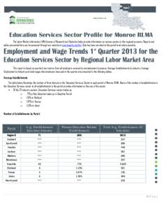 Education Services Sector Profile for Monroe RLMA The Labor Market information (LMI) division of Research and Statistics helps provide information on various sectors in the regional economy. Reports and tables presented 