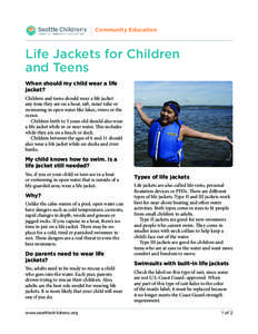 Community Education  Life Jackets for Children and Teens When should my child wear a life jacket?