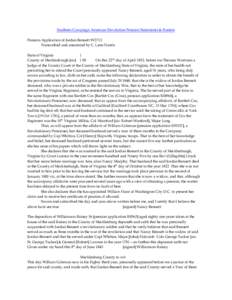 Southern Campaign American Revolution Pension Statements & Rosters Pension Application of Jordan Bennett W2713 Transcribed and annotated by C. Leon Harris State of Virginia } County of Mecklenburgh [sic] } SS