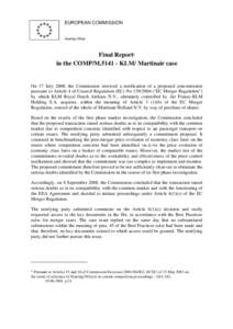 EUROPEAN COMMISSION  Hearing Officer Final Report1 in the COMP/M[removed]KLM/ Martinair case