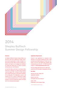 2014 Shepley Bulfinch Summer Design Fellowship Overview  Application Requirements