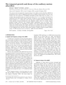 The temporal growth and decay of the auditory motion aftereffect Michael F. Neelona) and Rick L. Jenison Department of Psychology, 1202 W. Johnson St., University of Wisconsin, Madison, Wisconsin 53706  共Received 26 Se