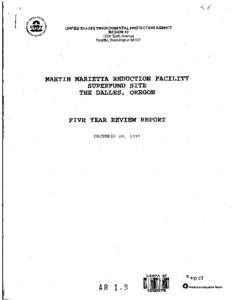 1994 First Five Year Review Report for the Martin Marietta Reduction Facility Superfund Site.