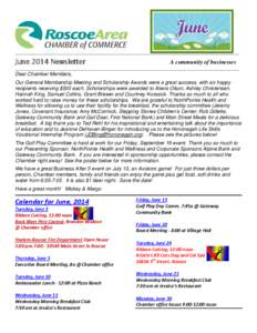 _________________________________________________________________________________________  June 2014 Newsletter A community of businesses