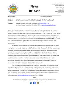 Orange County Fire Authority Captain Jon Muir/PIO NEWS RELEASE May 1, 2013