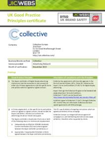 UK Good Practice Principles certificate Company:  Collective Europe