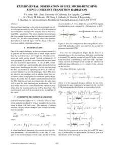 EXPERIMENTAL OBSERVATION OF IFEL MICRO-BUNCHING USING COHERENT TRANSITION RADIATION Y. Liu and D.B. Cline, University of California, Los Angeles, CA[removed]X.J. Wang, M. Babzien, J.M. Fang, J. Gallardo, K. Kusche, I. Pogo