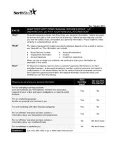 Rev. FebruaryFACTS WHAT DOES NORTHSTAR FINANCIAL SERVICES GROUP, LLC (“NORTHSTAR”) DO WITH YOUR PERSONAL INFORMATION?