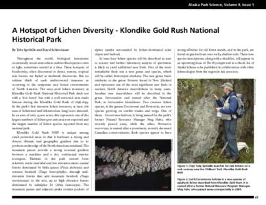 Alaska Park Science, Volume 9, Issue 1  A Hotspot of Lichen Diversity - Klondike Gold Rush National Historical Park By Toby Spribille and David Schirokauer