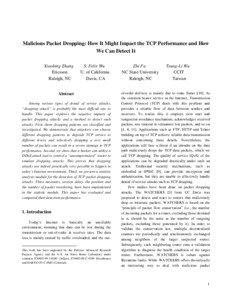 Malicious Packet Dropping: How It Might Impact the TCP Performance and How We Can Detect It Xiaobing Zhang