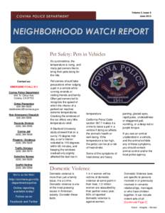 Volume 2, Issue 6 June 2013 COVINA POLICE DEPARTMENT  NEIGHBORHOOD WATCH REPORT