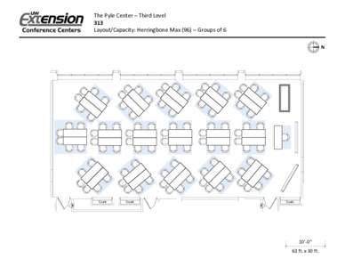 The Pyle Center – Third Level 313 Layout/Capacity: Herringbone Max (96) – Groups of 6 N  Coats