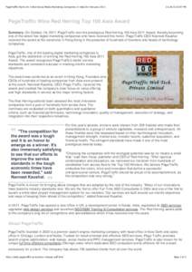 PageTraffic Ranks #1 in Best Social Media Marketing Companies in India for February:07 PM PageTraffic Wins Red Herring Top 100 Asia Award Summary: On October 19, 2011, PageTraffic won the prestigious Red