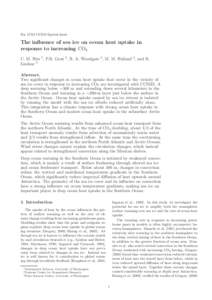 For JCLI CCSM Special Issue  The influence of sea ice on ocean heat uptake in response to increasing CO2 C. M. Bitz 1 , P.R. Gent 2 , R. A. Woodgate 3 , M. M. Holland 2 , and R. Lindsay 3