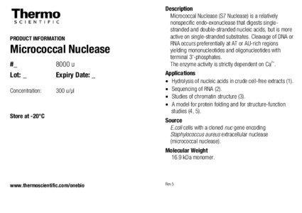 PRODUCT INFORMATION  Micrococcal Nuclease