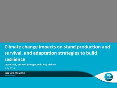 Climate change impacts on stand production and survival, and adaptation strategies to build resilience Jody Bruce, Michael Battaglia and Libby Pinkard July 2014 CSIRO LAND AND WATER