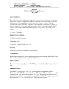 ARIZONA HISTORICAL SOCIETY 949 East Second Street Tucson, AZ[removed]Library and Archives[removed]Fax: ([removed]removed]