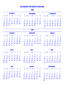 CALENDAR FOR WATER YEAR[removed]OCTOBER S  M