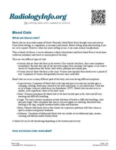 Circulatory system / Thrombus / Deep vein thrombosis / Thrombosis / Angiography / Vein / Venous thrombosis / Radiological Society of North America / Stroke / Medicine / Hematology / Angiology