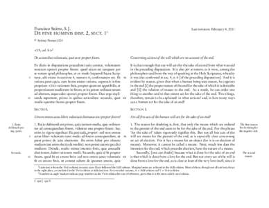 Francisco Suárez, S. J. DE FINE HOMINIS DISP. 2, SECT. 11 © Last revision: February 4, 2011