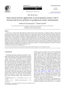 Neural Networks[removed]–334 www.elsevier.com/locate/neunet 2003 Special Issue  Some neural network applications in environmental sciences. Part I: