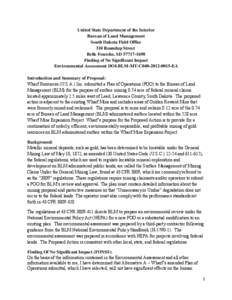 United State Department of the Interior Bureau of Land Management South Dakota Field Office 310 Roundup Street Belle Fourche, SD[removed]Finding of No Significant Impact