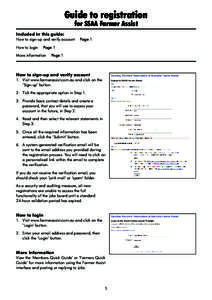 Guide to registration for SSAA Farmer Assist Included in this guide: How to sign-up and verify account  Page 1 How to login  Page 1