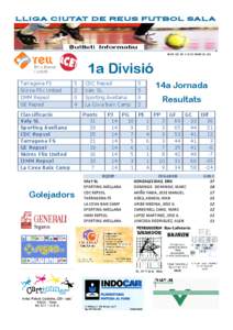 LLIGA CIUTAT DE REUS FUTBOL SAL A  VOLUM 158, ANY V 10 DE FEBRER DE 2014 1a Divisió Tarragona FS