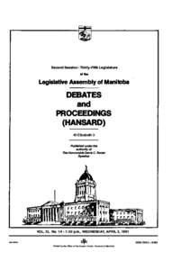 Second Session ·Thirty-Fifth Leglslature of the Legislative Assembly of Manitoba  DEBATES