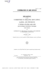 S. HRG. 111–306  CONFIRMATION OF ARNE DUNCAN HEARING OF THE