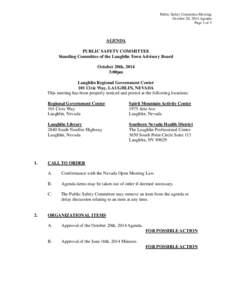 Public Safety Committee Meeting October 20, 2014 Agenda Page 1 of 3 AGENDA PUBLIC SAFETY COMMITTEE