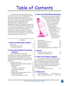 Table of Contents The Pollution Prevention Project Guide grew out of our 30+ years combined experience with service-learning and environmental education. In 1995, we launched a partnership between the Minnesota Community
