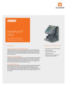 HandPunch® 2000 Biometric time and attendance terminal Overview