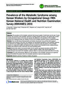 Ryu et al. Annals of Occupational and Environmental Medicine 2013, 25:13 http://www.aoemj.com/contentRESEARCH ARTICLE  Open Access