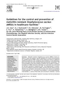 Journal of Hospital Infection63S, S1eS44  www.elsevierhealth.com/journals/jhin Guidelines for the control and prevention of meticillin-resistant Staphylococcus aureus