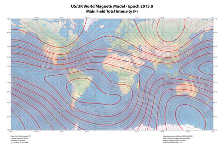 US/UK World Magnetic Model - Epoch[removed]Main Field Total Intensity (F) 135°W 70°N