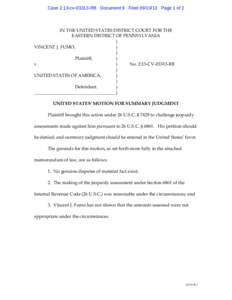 Case 2:13-cv[removed]RB Document 9 Filed[removed]Page 1 of 2   IN THE UNITED STATES DISTRICT COURT FOR THE EASTERN DISTRICT OF PENNSYLVANIA )