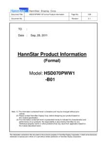 HSD070PWW1-B01 Formal Product specification 1.0