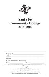 Santa Fe Community College[removed]Property of:______________________________________________ Address:________________________________________________