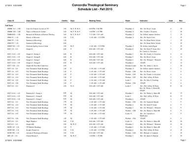 Concordia Theological Seminary Schedule List - Fall:32:05AM  Class ID