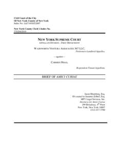 Civil Court of the City Of New York County of New York Index No. L&T[removed]New York County Clerk’s Index No[removed]