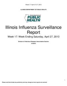 Week 17: April 21-27, 2013  ILLINOIS DEPARTMENT OF PUBLIC HEALTH Illinois Influenza Surveillance Report