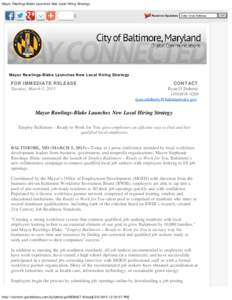 Mayor Rawlings-Blake Launches New Local Hiring Strategy