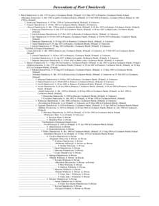 Descendants of Piotr Chmielewski 1 Piotr Chmielewski b: Abt[removed]in [poss.] Ciechanow Parish, {Poland} d: 15 Mar 1827 in Pomorko, Ciechanow Parish, Poland .. +Marianna Koskowska b: Abt[removed]in [prob.] Ciechanow Parish,