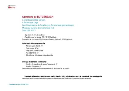 Commune de BUTGENBACH L Arrondissement de Verviers la Province de Liège