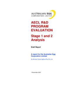 AECL R&D PROGRAM EVALUATION Stage 1 and 2 Analysis Draft Report