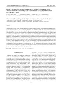 AGRICULTURA TROPICA ET SUBTROPICA  VOLDETECTION OF XANTHOMONAS ORYZAE PV. ORYZAE FROM RICE SEEDS THROUGH BIO-PCR TECHNIQUE IN PADDY FIELDS OF GUILAN PROVINCE