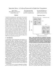 Cameras / Range imaging / 3D scanner / Stereophonic sound / Stereoscopy / Structured light / Spacetime / Correspondence problem / Video / Optics / Imaging / Vision